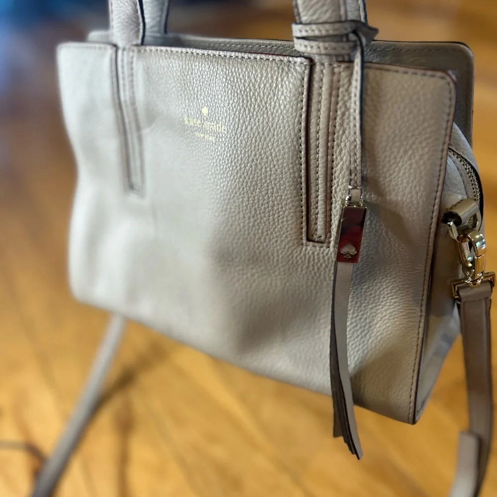 Kate Spade Grey Street Dominique Leather Satchel Bag Gray Crossbody